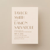 Boho Beige Brown Earth Tones Bold Retro Wedding Einladung