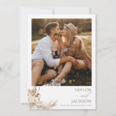 Boho Beige Brown Floral Pampas Grass Wedding Einladung (Rückseite)