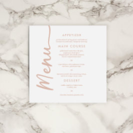 Boho Beige + Brown Terracotta Trendy Wedding Menu Einladung