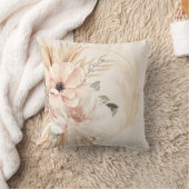 Boho Beige Brown Wasserfarben Blume Palms Kissen (Decke)