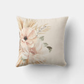 Boho Beige Brown Wasserfarben Blume Palms Kissen (Rückseite)