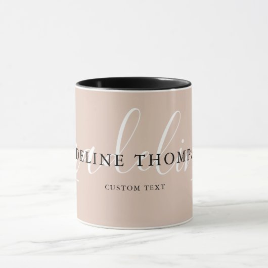 Boho Beige Calligraphy Coffee Tee Tasse (Zentrum)