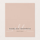 Boho Beige Calligraphy Script QR code Folded Visitenkarten (Außenseite Aufgefaltet)