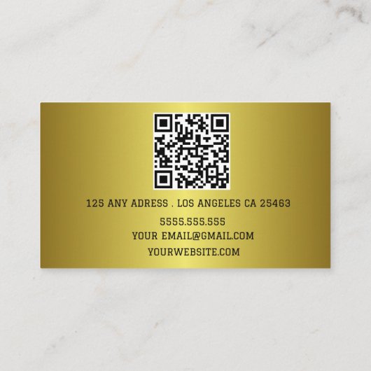 Boho Beige Calligraphy Script QR-Code Visitenkarte (Rückseite)