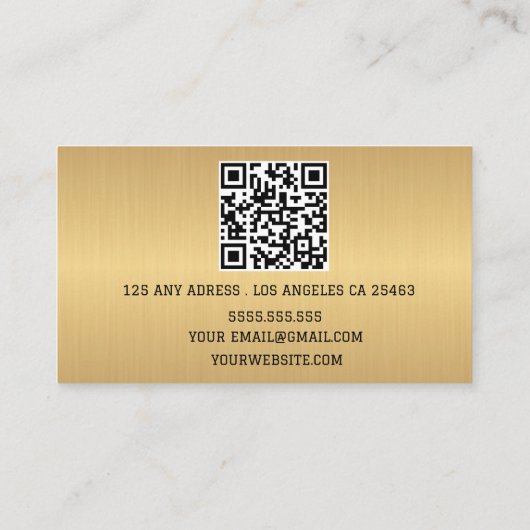 Boho Beige Calligraphy Script QR-Code Visitenkarte (Rückseite)