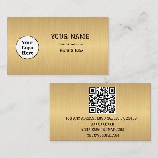 Boho Beige Calligraphy Script QR-Code Visitenkarte (Vorne/Hinten)