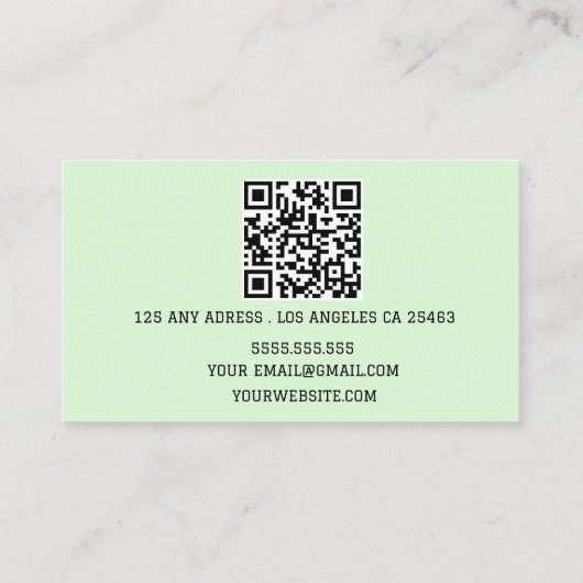Boho Beige Calligraphy Script QR-Code Visitenkarte (Rückseite)