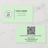 Boho Beige Calligraphy Script QR-Code Visitenkarte (Vorne/Hinten)