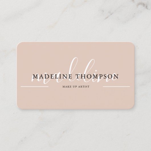 Boho Beige Calligraphy Script QR-Code Visitenkarte (Vorderseite)