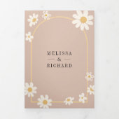 Boho Beige Cream Yellow Daisy All in One Wedding Dreifach Gefaltete Einladung (Cover)