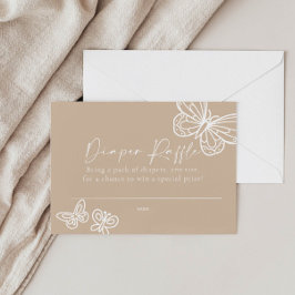 Boho Beige Diaper Raffle Babyduschkarte Mitteilungskarte