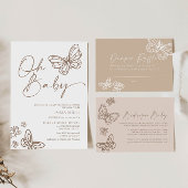 Boho Beige Diaper Raffle Babyduschkarte Mitteilungskarte