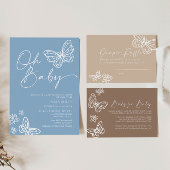 Boho Beige Diaper Raffle Babyduschkarte Mitteilungskarte