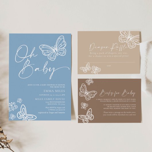 Boho Beige Diaper Raffle Babyduschkarte Mitteilungskarte