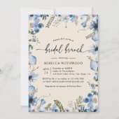 Boho Beige Dusty Blue Floral Bridal Brunch Dusche Einladung (Vorderseite)