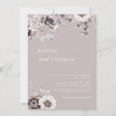 Boho Beige & Dusty Mauve Floral Wedding Einladung (Vorderseite)