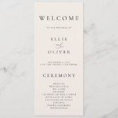 Boho Beige Elegant Minimalistisch Hochzeit Programm (Vorderseite)