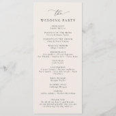 Boho Beige Elegant Minimalistisch Hochzeit Programm (Rückseite)