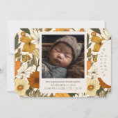 Boho Beige Fall Floral Neugeborene Geburtserklärun Einladung (Vorderseite)
