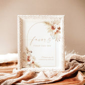 Boho Beige Favors Sign | Rasendusche Pampas Poster