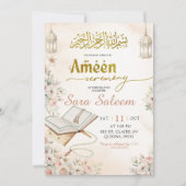Boho Beige Floral Ameen Ceremony Einladung (Vorderseite)