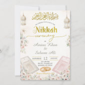 Boho Beige Floral Ameen Ceremony Einladung (Vorderseite)