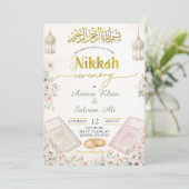 Boho Beige Floral Ameen Ceremony Einladung (Stehend Vorderseite)
