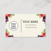 Boho Beige Floral Calligraphy Script QR-Code Visitenkarte (Vorderseite)