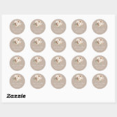Boho Beige Floral Classic Round Sticker (Blatt)