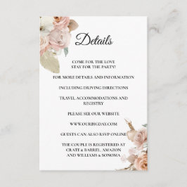 Boho Beige floral Enclosure Card Details Begleitkarte