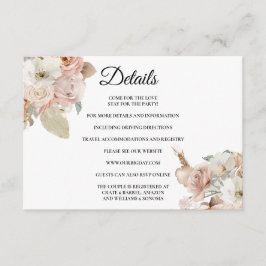 Boho beige Floral Enclosure Card Details Begleitkarte