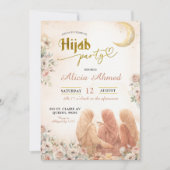 Boho Beige Floral Hijab Party Einladung (Vorderseite)