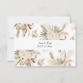 Boho Beige Floral no Meal RSVP Card (Rückseite)