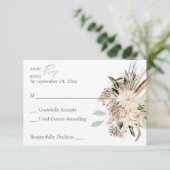 Boho Beige Floral no Meal RSVP Card Karte (Stehend Vorderseite)