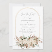 Boho Beige Floral Save the Date Einladung (Vorderseite)