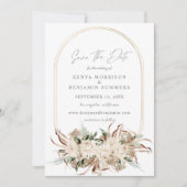 Boho Beige Floral Save the Date Foto Einladung (Vorderseite)