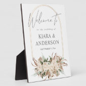 Boho Beige Floral Welcome Plaque Fotoplatte (Seite)