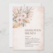 Boho Beige Floweser Aquarell Abschluss Brunch Einladung (Vorderseite)