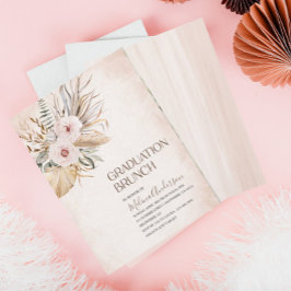 Boho Beige Floweser Aquarell Abschluss Brunch Einladung