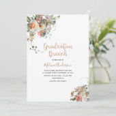 Boho Beige Floweser Aquarell Abschluss Brunch Einladung (Stehend Vorderseite)