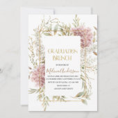 Boho Beige Floweser Gold Aquarell Abschluss br Einladung (Vorderseite)