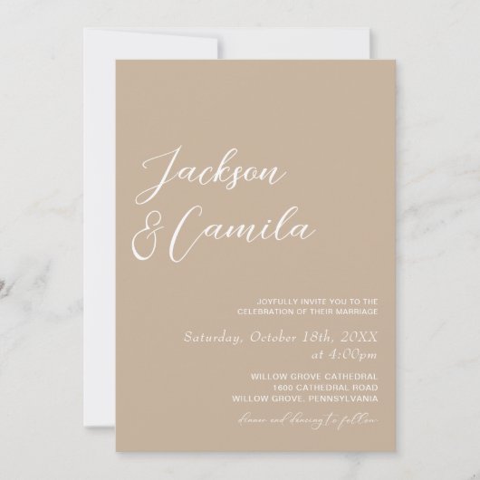 Boho Beige Foto Wedding Einladung (Vorderseite)