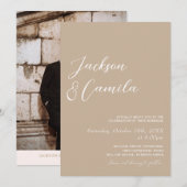 Boho Beige Foto Wedding Einladung (Vorne/Hinten)