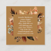 Boho Beige Gold Floral Quadratische Visitenkarte (Rückseite)