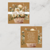 Boho Beige Gold Floral Quadratische Visitenkarte (Vorne/Hinten)