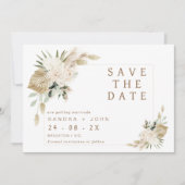 Boho Beige Green Floral Save the Date Card Einladung (Vorderseite)