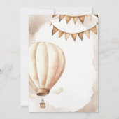 Boho Beige Heißluftballon oben Babydusche Einladung (Rückseite)
