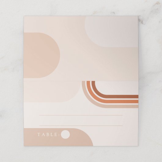 Boho Beige Hochzeitsfeiern Platzkarten mit Bogenfo (Außenseite Aufgefaltet)