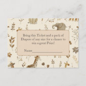 Boho Beige Jungle Animals Diaper Raffle Begleitkarte (Vorderseite)
