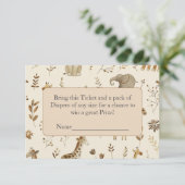 Boho Beige Jungle Animals Diaper Raffle Begleitkarte (Stehend Vorderseite)